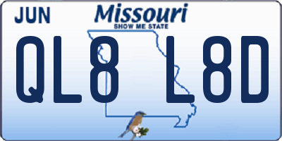 MO license plate QL8L8D