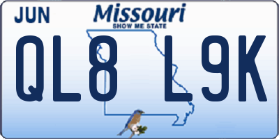 MO license plate QL8L9K