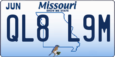 MO license plate QL8L9M
