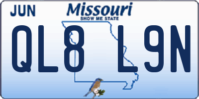 MO license plate QL8L9N