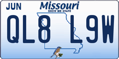 MO license plate QL8L9W