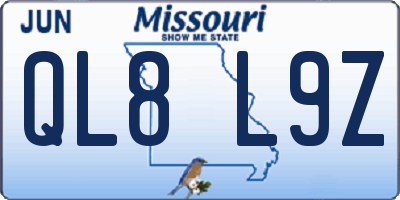 MO license plate QL8L9Z