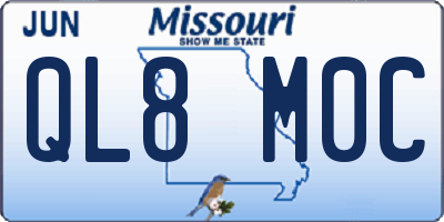 MO license plate QL8M0C