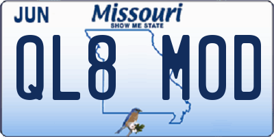 MO license plate QL8M0D