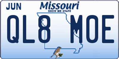 MO license plate QL8M0E