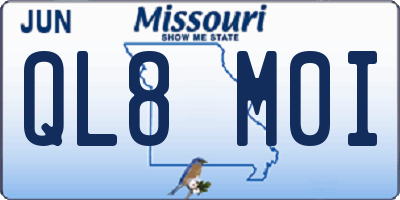 MO license plate QL8M0I