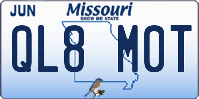 MO license plate QL8M0T