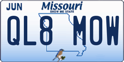 MO license plate QL8M0W