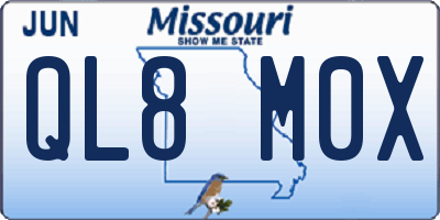 MO license plate QL8M0X
