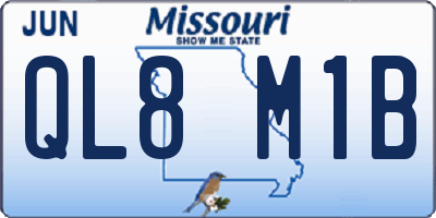 MO license plate QL8M1B