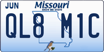 MO license plate QL8M1C