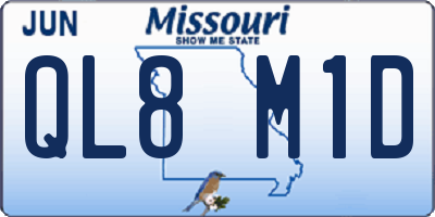 MO license plate QL8M1D