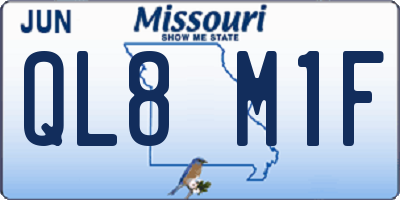 MO license plate QL8M1F