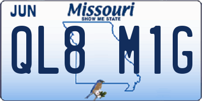 MO license plate QL8M1G