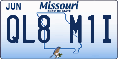 MO license plate QL8M1I
