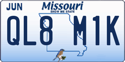 MO license plate QL8M1K