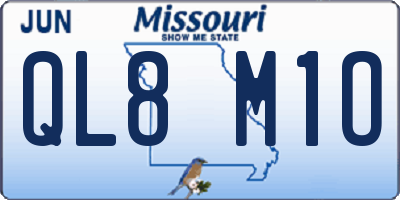 MO license plate QL8M1O