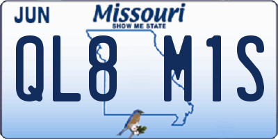 MO license plate QL8M1S