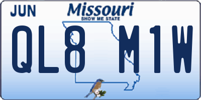 MO license plate QL8M1W