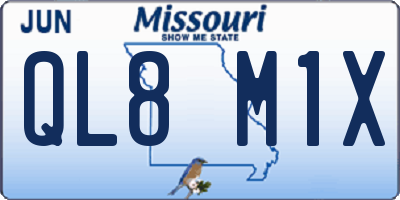 MO license plate QL8M1X