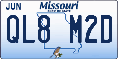 MO license plate QL8M2D