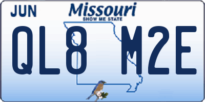 MO license plate QL8M2E