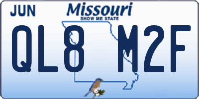 MO license plate QL8M2F