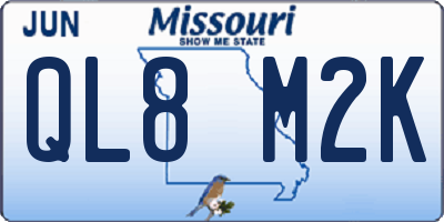MO license plate QL8M2K