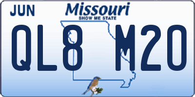 MO license plate QL8M2O