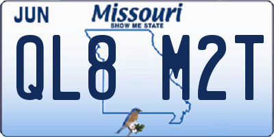 MO license plate QL8M2T