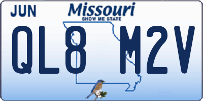 MO license plate QL8M2V