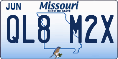 MO license plate QL8M2X