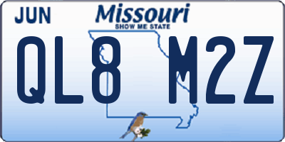 MO license plate QL8M2Z