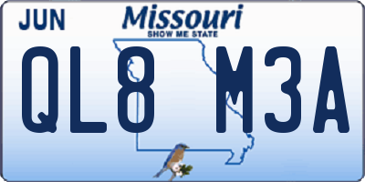 MO license plate QL8M3A