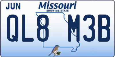 MO license plate QL8M3B