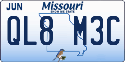 MO license plate QL8M3C