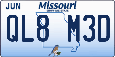 MO license plate QL8M3D