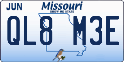 MO license plate QL8M3E