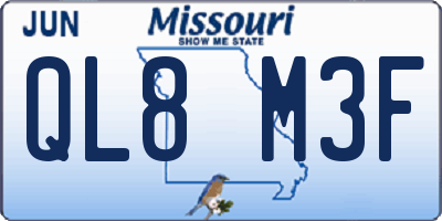 MO license plate QL8M3F