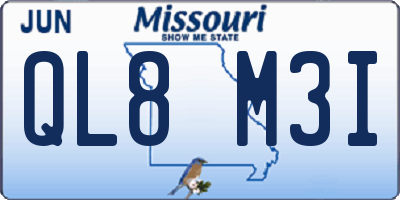 MO license plate QL8M3I