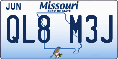 MO license plate QL8M3J