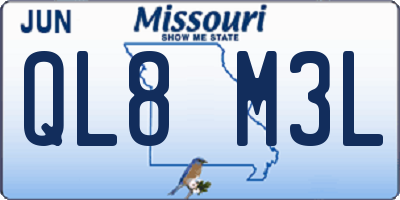 MO license plate QL8M3L