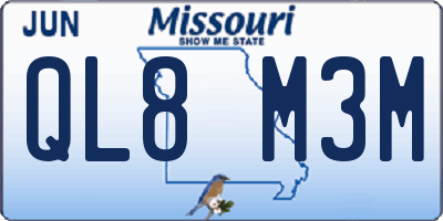 MO license plate QL8M3M