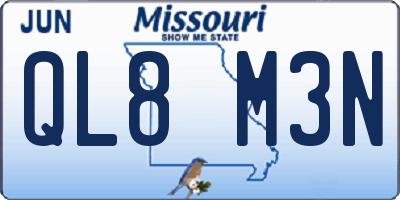 MO license plate QL8M3N