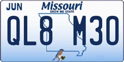 MO license plate QL8M3O