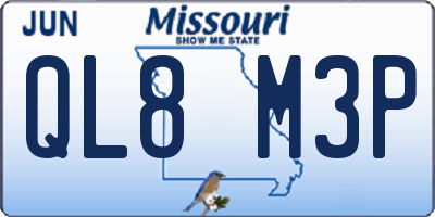 MO license plate QL8M3P