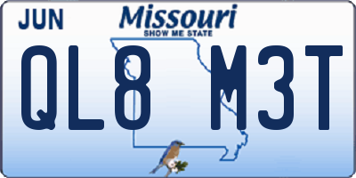 MO license plate QL8M3T