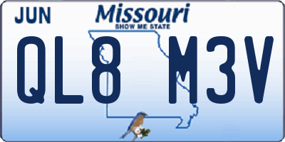 MO license plate QL8M3V