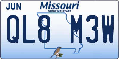 MO license plate QL8M3W