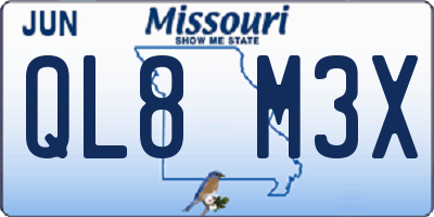 MO license plate QL8M3X
